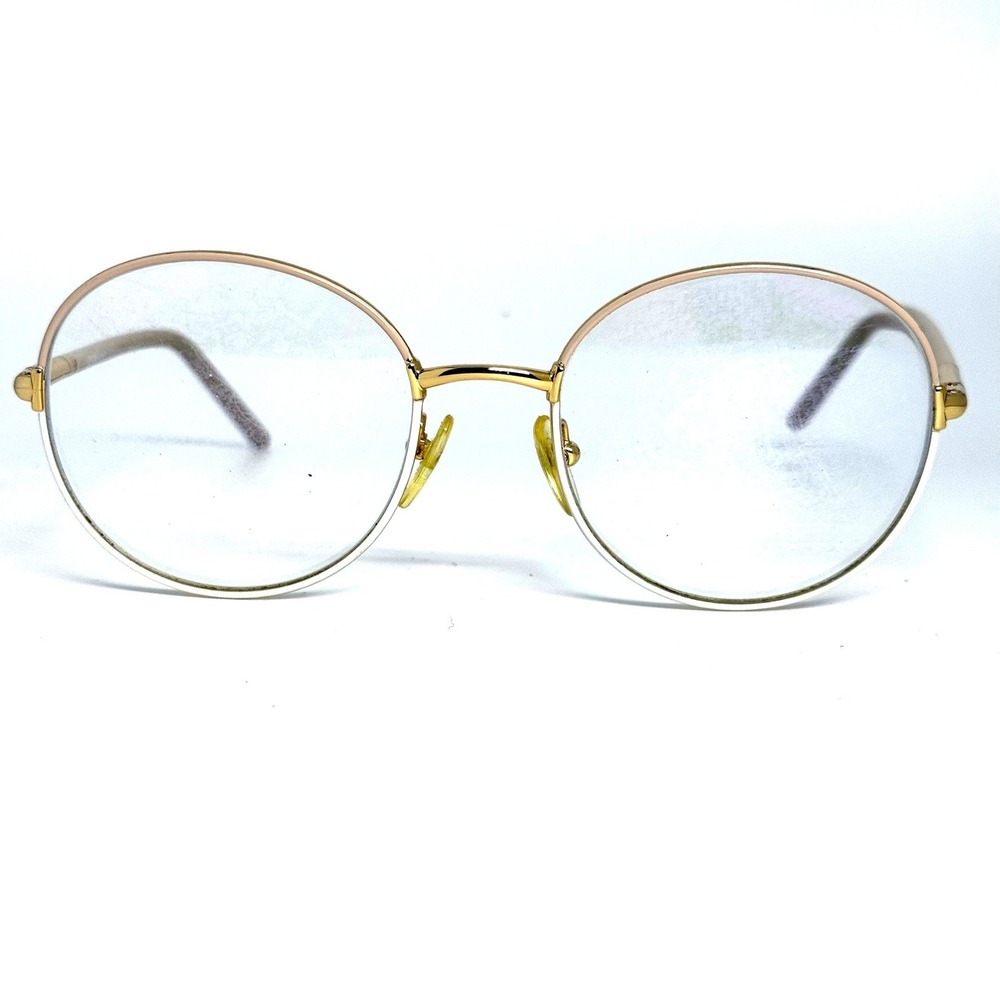 Prada Round Eyeglass Frames Gold Tan VPR 51U 101 140 Designer Glasses Italy